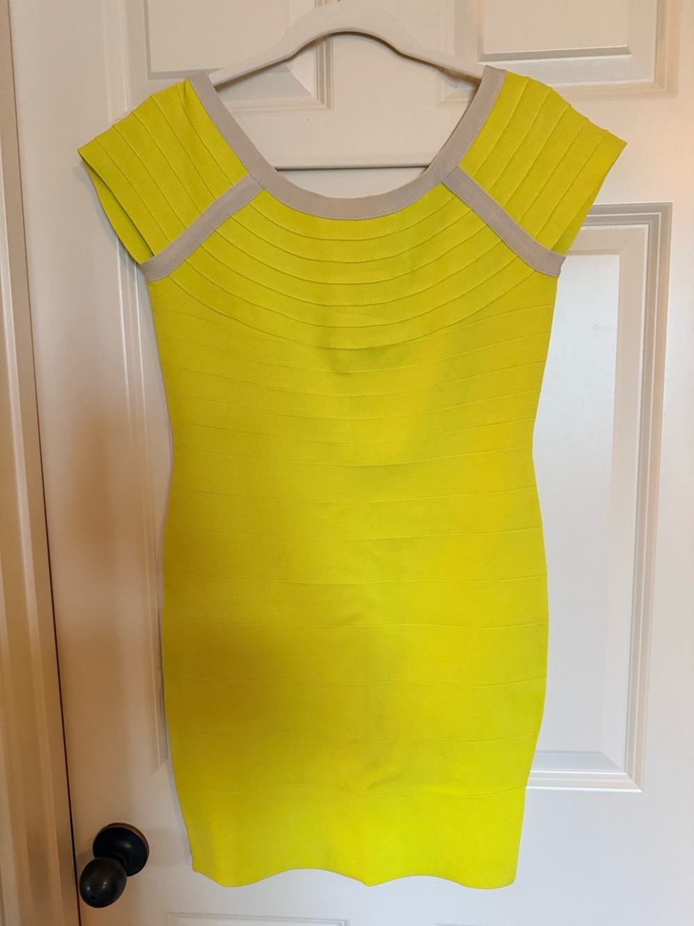 Moda International Yellow Cap-Sleeve Bandage Dress